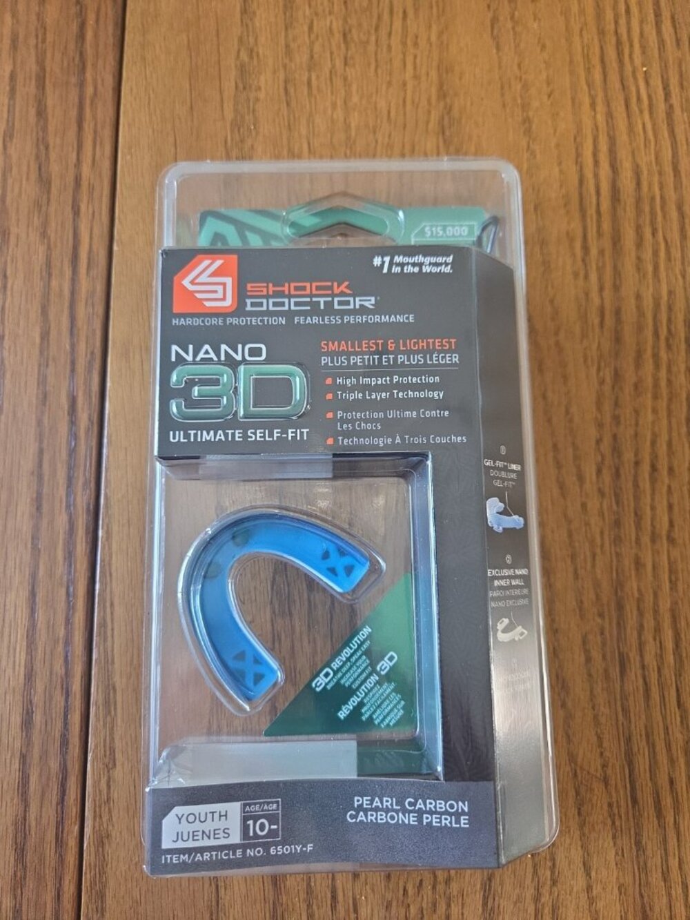 New Sealed Shock Doctor Nano 3D Ultimate Self Fit Mouth Guard Youth Pearl Carbon